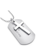 Jewelry Men's Necklace, Army Style Cross Tags Dog Tag Alloy Pendant with 68