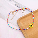 Bohemia Colorful Beads Smile Face Pendant Choker Necklace Clavicle Jewelry Gi JR