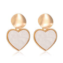 Heart Pendant Earrings Round Metal Geometric Women Ear Drop Jewelry (01) A