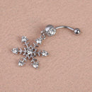 Snowflake Rhinestone Diamante Dangle Navel Belly Button Ring Jewelry Cute