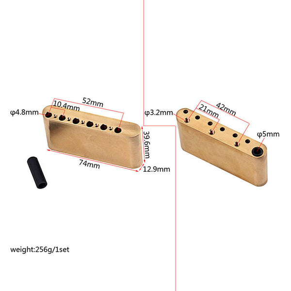 Brass Tremolos Block Bridge with Bar Kits for ST Electric Guitar Parts DIY