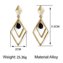 Fashion Geometric Dangle Ear Stud Women Hollowed Rhombus Earrings Jewelry