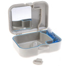 Denture False Teeth Storage Box Case With Mirror & Clean Brush Dental Applia BX