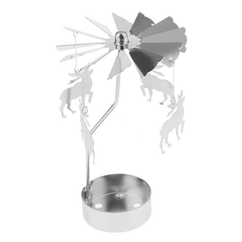 4xRotary Metal Tea Light Candle Holder Snowflake E Tree Owl Stand