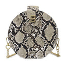 Retro Serpentine Round Women Handbags Small PU Leather Shoulder Bag (Khaki) A