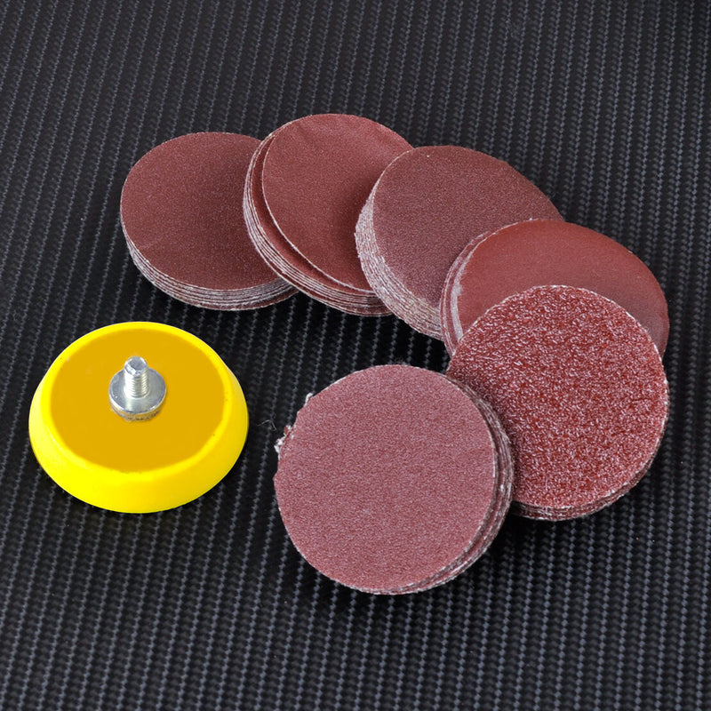 60x 2inch Mix Grit Sander Disc Sanding + Polishing Pad w/Backer Plate