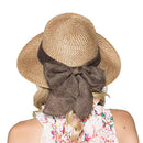 Women'S Sun Straw Hat, Big Brim Hat Bowknot Summer Hat Foldable Roll Up Flo