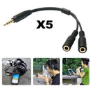 3.5mm Stereo Audio Male to 2 Female Headphone Mic Y Splitter Cable Adapter