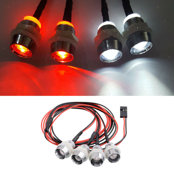 Universal 4 LED Headlight with Lampshade for 1/5 1/8 1/10 1/12 1/16 RC Models