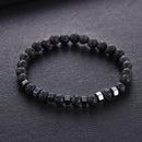 2Pcs Hematite Natural Stone Bracelet Matte Lava Volcanic Beads Jewellery For Men