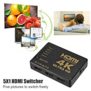 4K HD 1080P 5 Port HDMI Auto Switch Switcher Selector Splitter Hub IR Remote