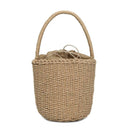 Straw Weaving Shoulder Bucket Handbags Women Top-handle Bags (Light Brown) A