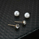 6 Pairs Women Retro Geometry Mixed Stud Earrings Set Rhinestone Ear Studs