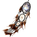 Handmade Wolf Pattern Feather w/ Beads Dream Catcher Wall Hanging Decoration