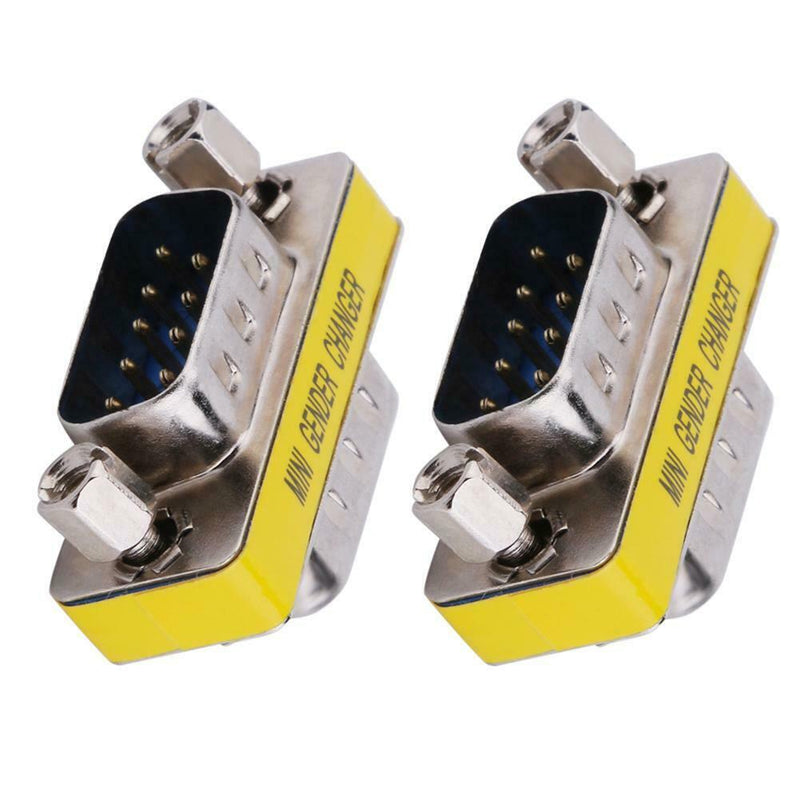 2pcs DB9 Male to Male Adapter Gender Changer Serial RS232 Coupler Straight