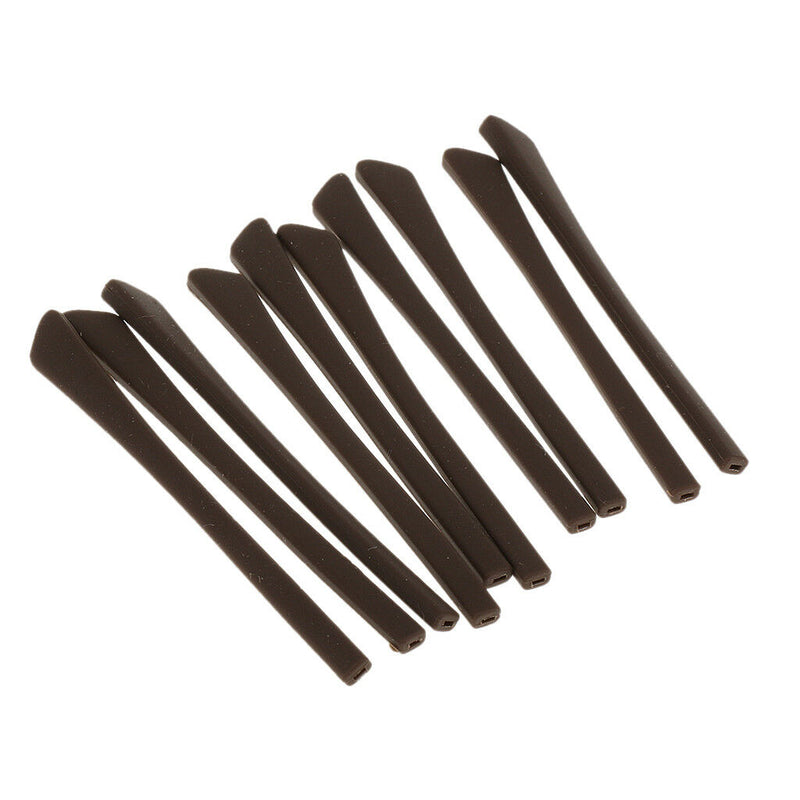 10x Expandable Silicone Eyeglasses End Tips Ear Sock Tubes Replacement Brown