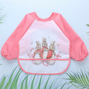 Cartoon Full Sleeve Baby Bib Waterproof Paint Feeding Apron (Orange Rabbit)