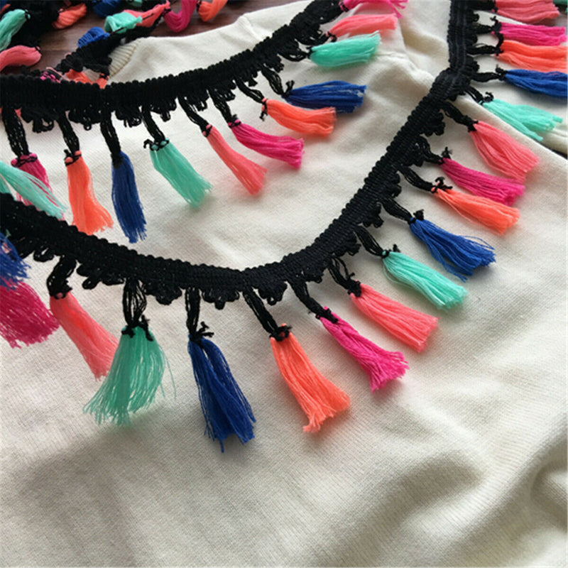 1 Yard Colorful Tassel Fringe Trim Braid Lace Ribbon Sewing Crafts 7.5cm Width