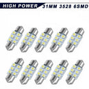 10Pcs 30MM 31MM Festoon LED White Dome Map License Interior Light Bulb 3022 12V