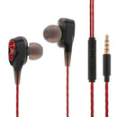 Dual Coil 3.5mm Wired In Ear Headsets Volume Control For Heavy Bass