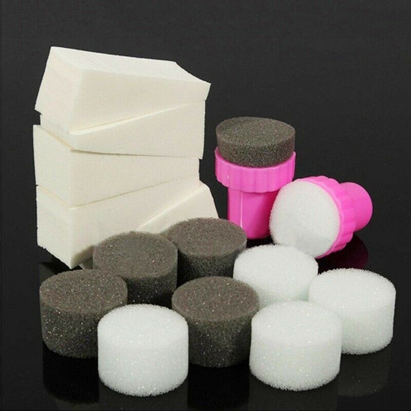 1 Set 15pcs Nail Art Sponge Stamp Stamper Shade Transfer Template Polish Ma Q5R7