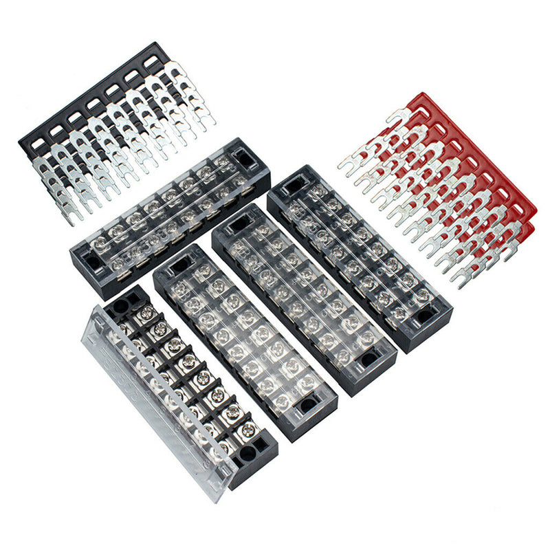 5Pcs Dual Row 8-Position Screw Terminal Electric Barrier Strip Block 25A 600V