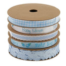5 Pack Blue Baby Shower Cake Wrapping Ribbons for DIY Scrapbook Party Decor