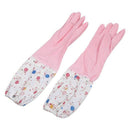 Floral Flower Long Cuff Rubber Gloves Dishwashing Gloves Kitchen Gloves(Lon