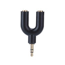 3.5mm Extension Earphone Audio Splitter 1 Male to 2 Female Adapter (Black)
