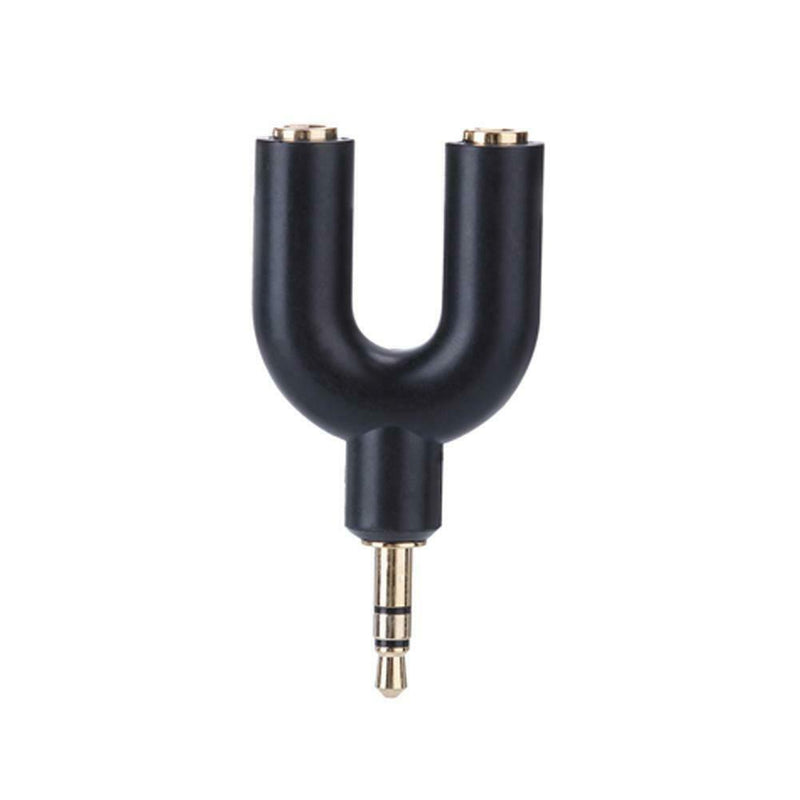 3.5mm Extension Earphone Audio Splitter 1 Male to 2 Female Adapter (Black)