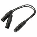 3 Pin XLR Female Jack to Dual 2 Male Plug Y Splitter Cable Adaptor Cord 1Ft