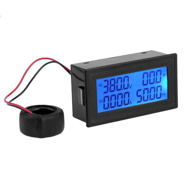 6in1 AC60-500V/100A Blue Backlight LCD Digital Power Multifunctional Panel Meter