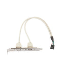Dual USB 2.0 Port Female Bracket to Motherboard 9pin Connector Header 30cm