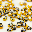 100Pcs Home Decor Mini Bee Wooden Sponge Self-Adhesive Wall Stickers
