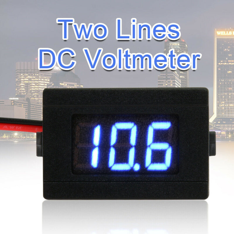 0.36inch LED Digital Voltmeter DC 4.5-30V Two Line Volt Meter(Blue)