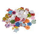 Pack of 50pcs Cartoon Wooden Buttons Sewing Embellishments Scrapbooking DIY
