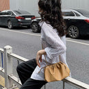 Fashion Women Shoulder Crossbody Bag PU Leather Solid Color Clutch (Camel) SN9F