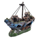 Fish Tank Cave Decoration Aquarium Ornament Wreck Sunk Ship Sailing Boat Y1R5