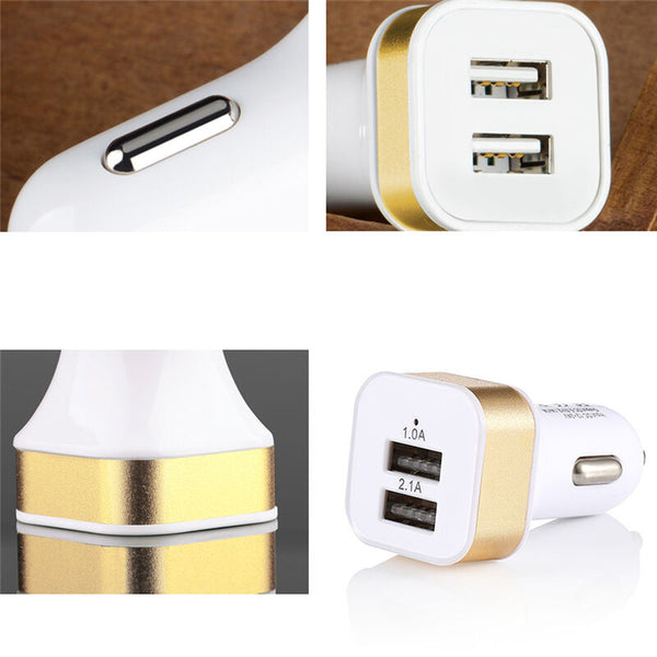 Dual USB Port 2.1A Compact Fast Car Charger Tablets Phones Rapid Quick Char B5Z4