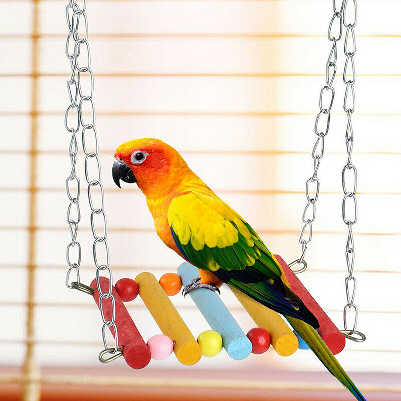 8pcs Bird Parrot Swing Toys Chewing Hanging Hammock Bell Pet Climbing Ladder Kw