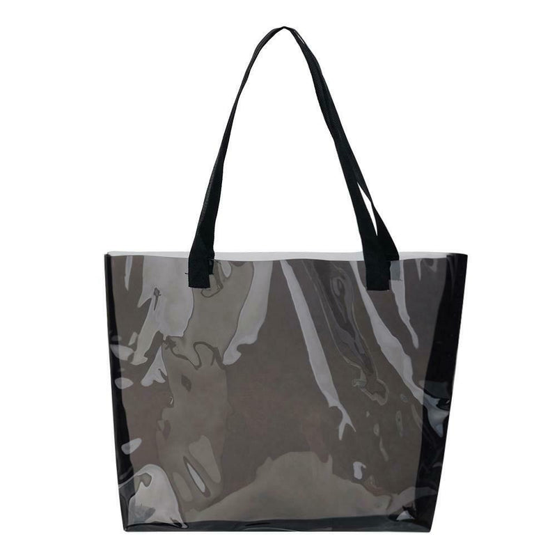 Clear Women Handbag Transparent Shoulder Bag Large Shopping Totes (Black)