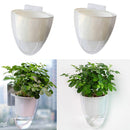 Set of 2 White Plastic Hanging Planter Succulent Air Plant Flower Pot Wall