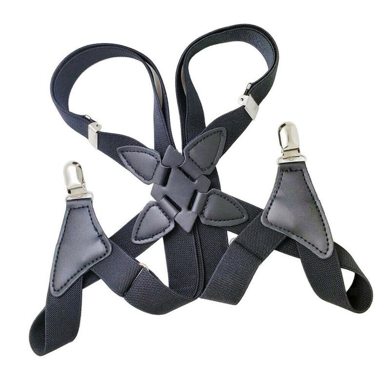 Womens Mens Clip-on Suspenders Elastic X-Back Adjustable Braces Wide Straps