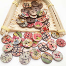 50 x Mixed Random Round Painted Buttons Made of Coconut for DIY Sewing Craft