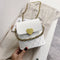 Women Bucket Shoulder Bag Leather Love Buckle Chain Crossbody Bags (White) A#S