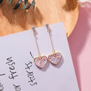 Women Crystal Pink Heart Long Drop Dangle Earrings Ear Studs Jewelry Gift HF BX