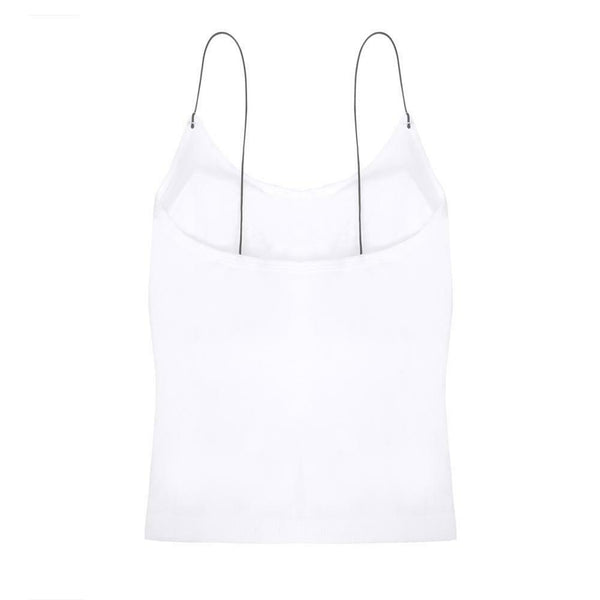 Summer Fitness Slip Sport Camisole Solid Women Vest With Chest Pad (White) A#S