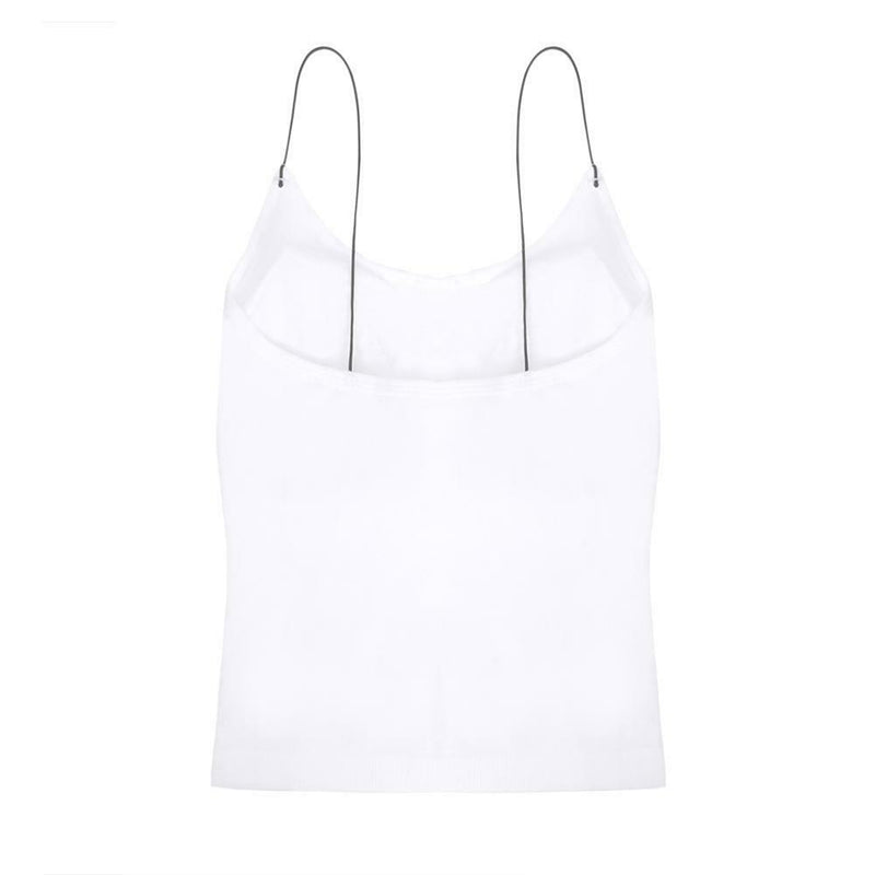 Summer Fitness Slip Sport Camisole Solid Women Vest With Chest Pad (White) A