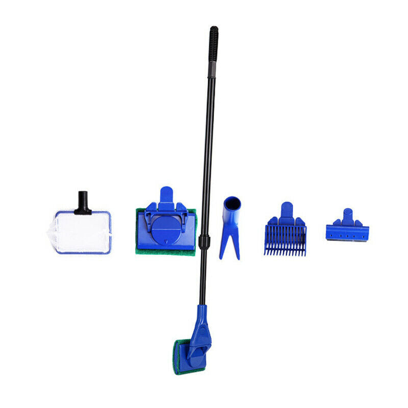 5 in 1 Aquarium Cleaning Kit Fish Tank Glass (Blue + Black) U1A3