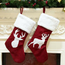 Large Christmas Stocking Elk Pattern Sock Gift Holder Christmas Tree Decora